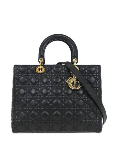Christian Dior Pre-Owned 2017 Lady Dior Cannage leather tote bag Black 155008