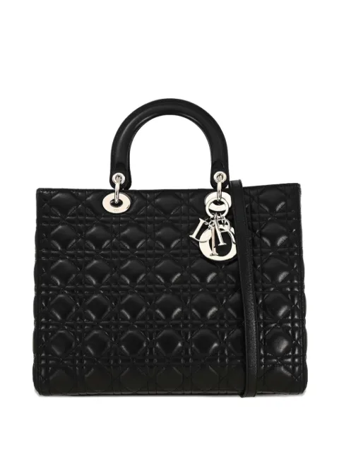 Christian Dior Pre-Owned 2002large Lady Dior Cannage tote bag Black 125545