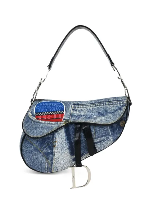 Christian Dior Pre-Owned 2001 Denim-print Saddle handbag Blue 135093