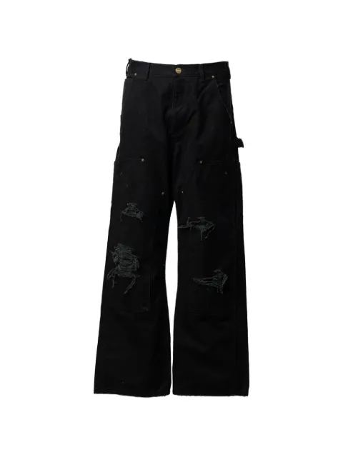 KAMIYA Boro distressed trousers Black G16PT102