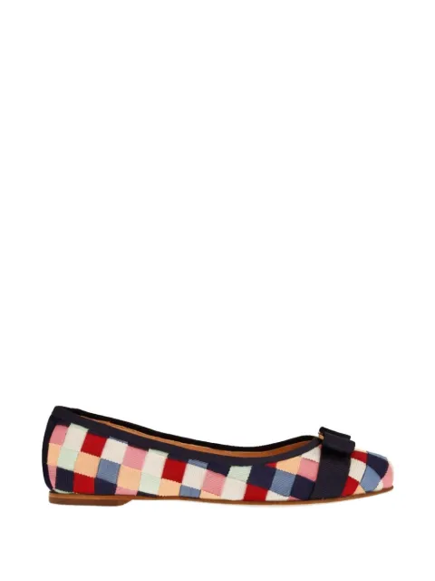 Ferragamo bow woven ballet flats Blue 752468