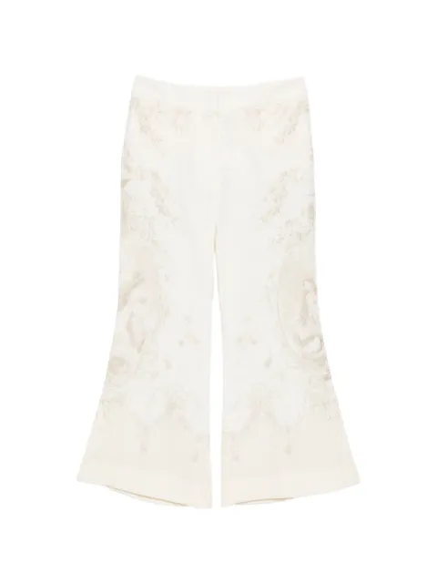 ZIMMERMANN cropped floral-print flared trousers Neutrals 4068PC26R