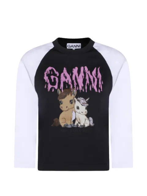 GANNI graphic long-sleeve T-shirt Black A1050054