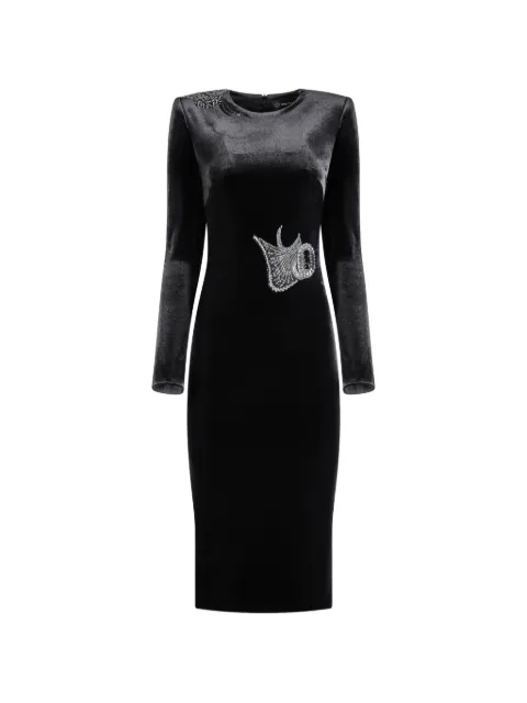 IMROSKA Self Portrait Cocktail embellishment cut-out midi dress Black SELFPORTRAITCOCKTAIL