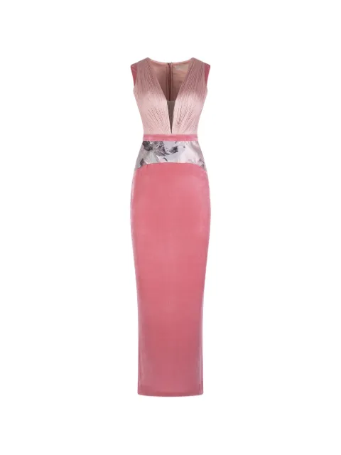 IMROSKA Pandora floral-detail V-neck maxi dress Pink PANDORAROSE