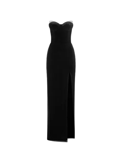 IMROSKA 24 Lace Tuxedos slit-detail maxi dress Black 24LACETUXEDOS