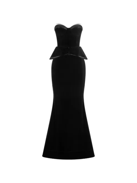 IMROSKA Imroska 23 Tuxedos strapless peplum maxi dress Black IMROSKA23TUXEDOS