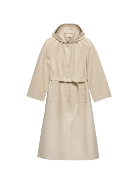 Prada hooded nappa leather and fabric coat Neutrals 56A234SOOO1834