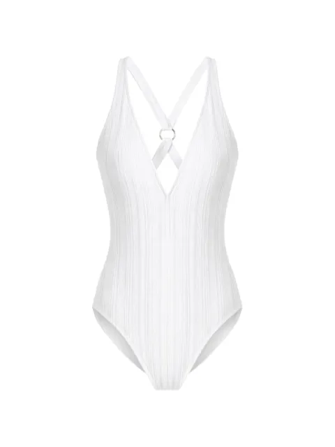 Michael Michael Kors cross-back-ring swimsuit White MM62132