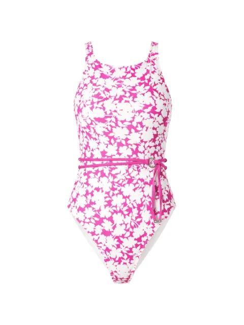 Michael Michael Kors floral-print belted swimsuit Pink MM55120