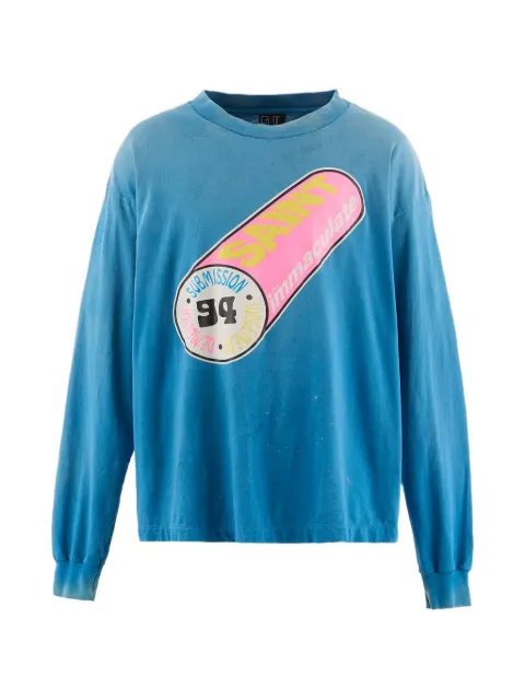 SAINT MXXXXXX long-sleeve printED T-shirt Blue SMHR10000038