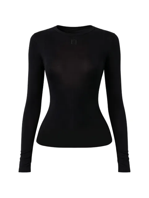 Elisabetta Franchi top in lightweight jersey fabric with embroidered logo Black MD96B61E2