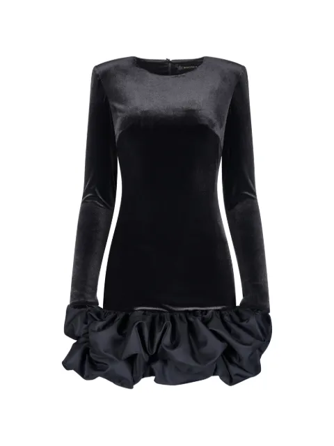 IMROSKA velvet ruffled mini dress Black VELVETSWAN