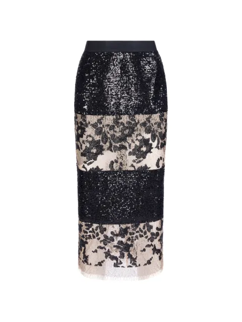 IMROSKA Zebra Dune sequin-embellished floral midi skirt Black ZEBRADUNESKIRT