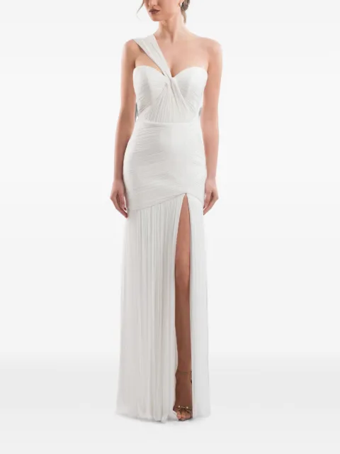 IMROSKA Mattew pleated draped maxi dress Neutrals IMROSKA19MATTE