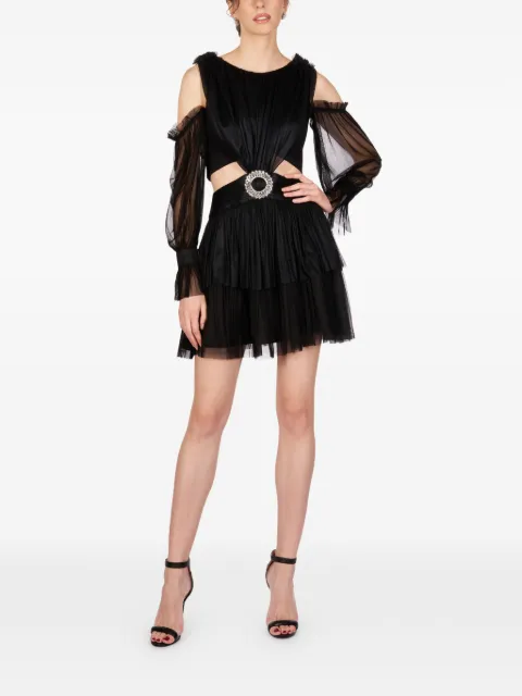 IMROSKA 28 Metallic Daisy cut-out embellished mini dress Black 28METALLICDAISY