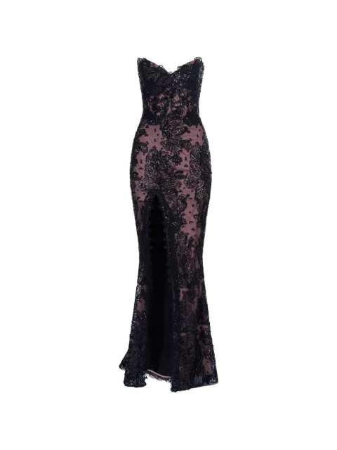 IMROSKA Piano Zid Mermaid lace-detail slit maxi dress Black PIANOZIDMERMAID