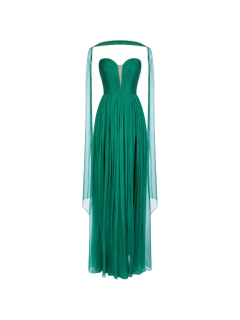 IMROSKA Imroska Iris Pin strapless maxi dress Green IMROSKAIRISPIN