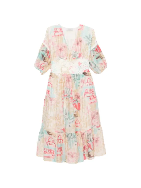 ERMANNO FIRENZE floral-print midi dress Neutrals D48EQ054EC4