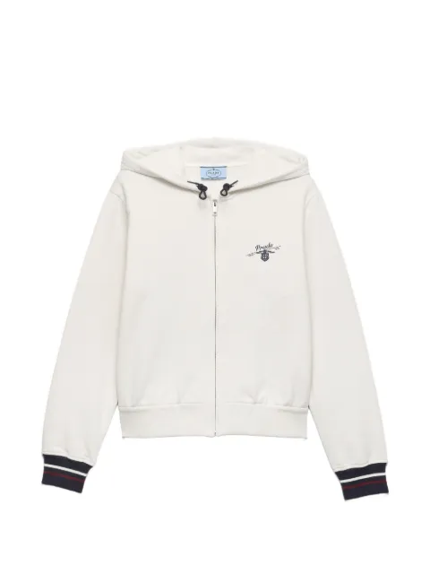 Prada cotton fleece zipper hoodie White 138649SOOO186W