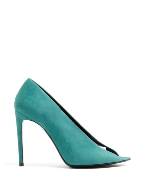 Valentino Garavani open toe Révélé suede pumps 105mm Blue WS0PG5UHG