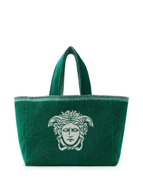 Versace cotton-terry jacquard tote Green 10246191A17767
