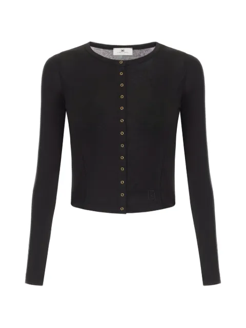 Elisabetta Franchi cardigan in lightweight jersey fabric with embroidered logo Black MD95B61E2
