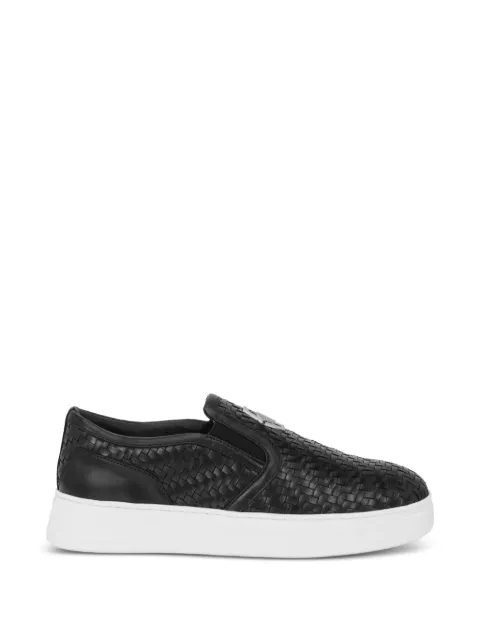 Philipp Plein weaved-leather slip-on shoes Hexagon Black FAFSMSC4092PLE010N