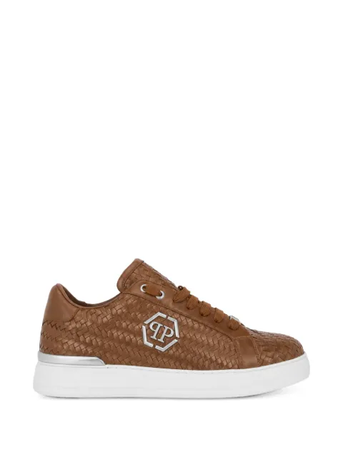 Philipp Plein weaved leather sneakers hexagon Brown FAFSMSC4090PLE010N