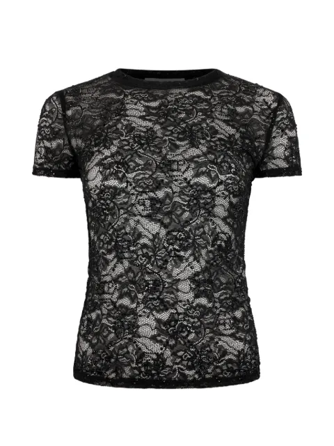 Philipp Plein strass-embellished lace T-shirt Black FAFCWTK3963PTE003N