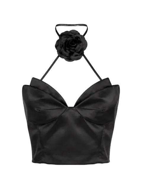 Philipp Plein flower-detail halterneck top Black FAFCWRK0717PTE003N