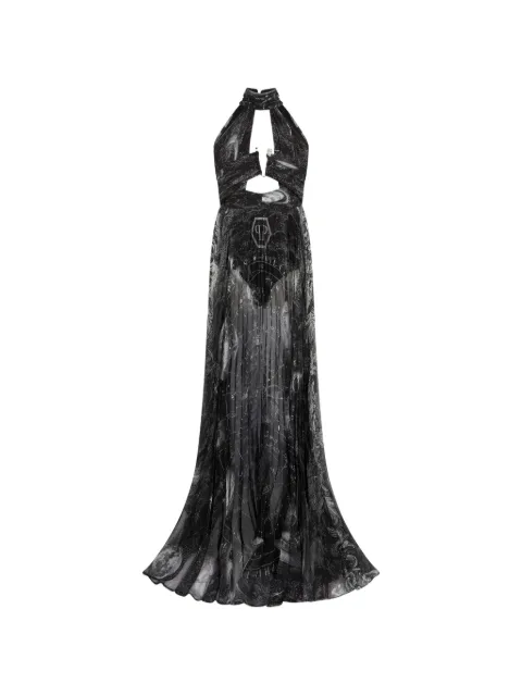 Philipp Plein Chiffon long dress zodiac Black FAFCWRG3653PTE104N
