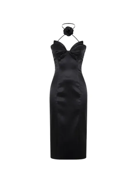 Philipp Plein satin midi dress flower Black FAFCWRG3648PTE003N