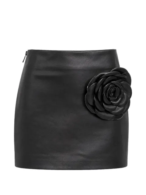 Philipp Plein leather mini skirt flower Black FAFCWLV0126PLE010N