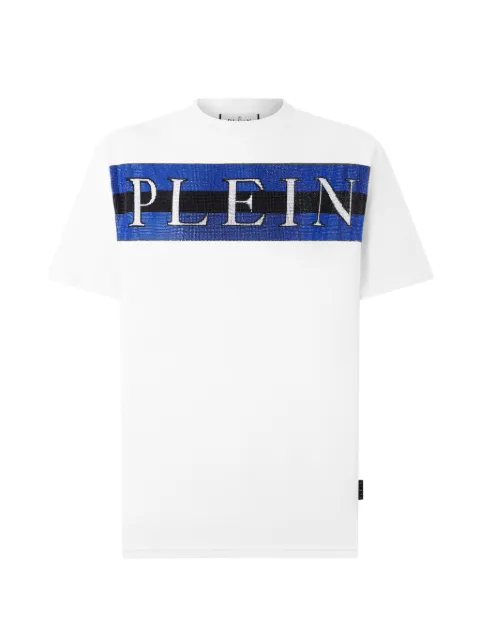 Philipp Plein embellished logo-print T-shirt White FAFCMTK9137PJY002N