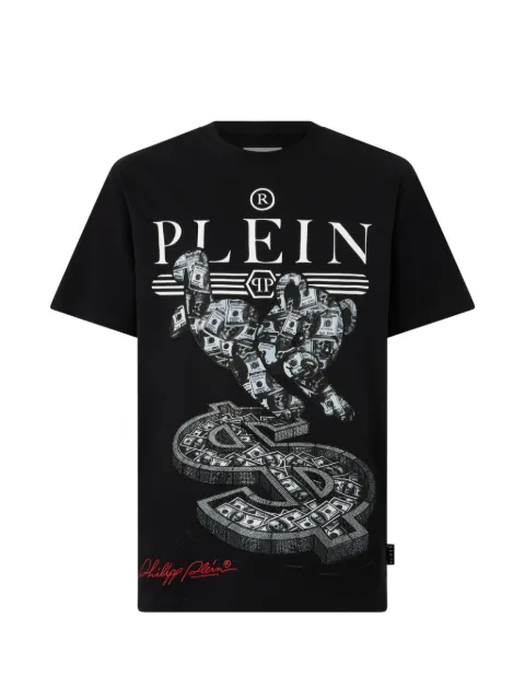 Philipp Plein Teddy Dollar crystal-embellished T-shirt Black FAFCMTK9132PJY002N
