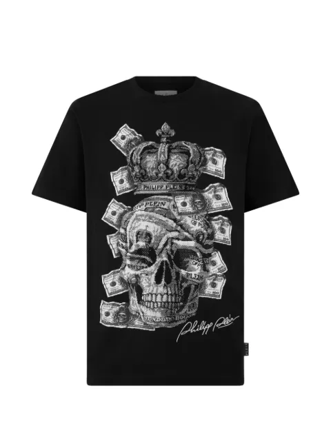 Philipp Plein embellished skull-detail T-shirt Black FAFCMTK9116PJY002N
