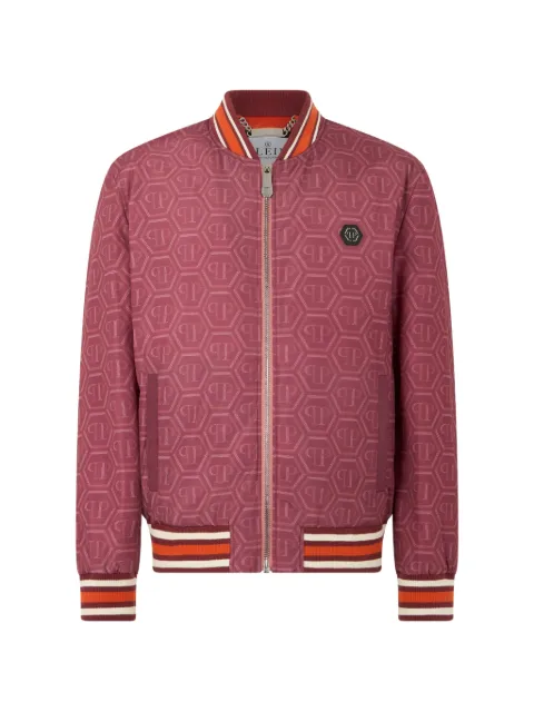 Philipp Plein nylon bomber all-over monogram Red FAFCMRB3092PNY002N