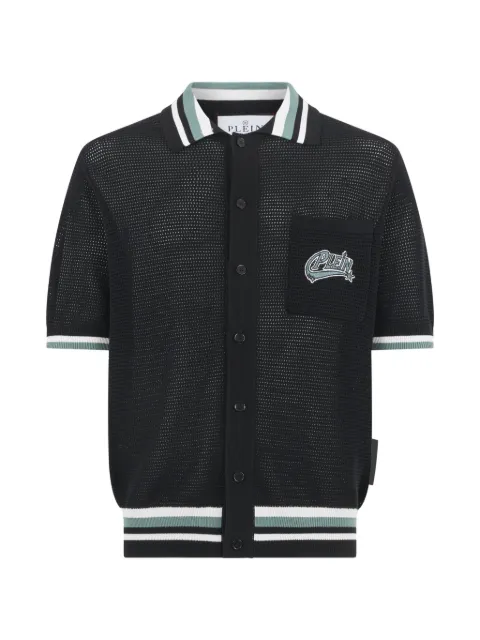 Philipp Plein logo-star patch short-sleeve shirt Black FAFCMKK0346PKN002N