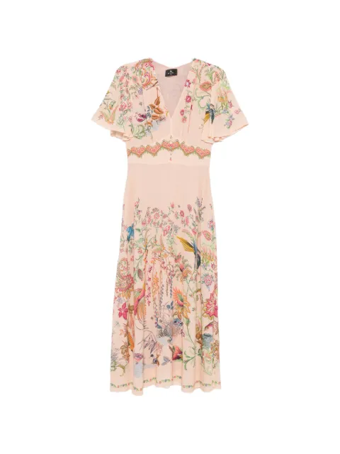 ETRO floral print V-neck dress Pink WRHA056099SP4J9