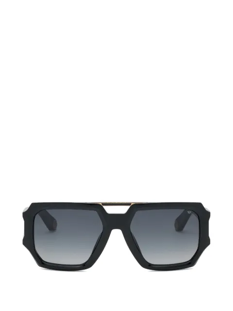 Philipp Plein Eyewear Brave gold-tone detailing geometric sunglasses Black PAFAMES0303PXV092N