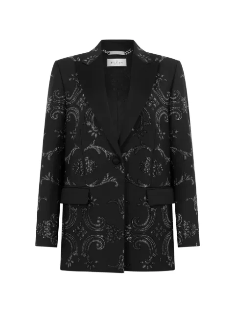 Philipp Plein boyfriend's fit blazer baroque strass Black FAFCWRF0826PTE173N