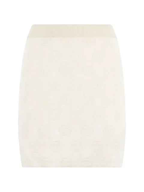 Philipp Plein monogram mini skirt Neutrals FAFCWKV0101PTE076N