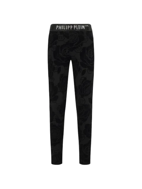 Philipp Plein Flock Flower monogram leggings Black FAFCWJT2268PTE003N