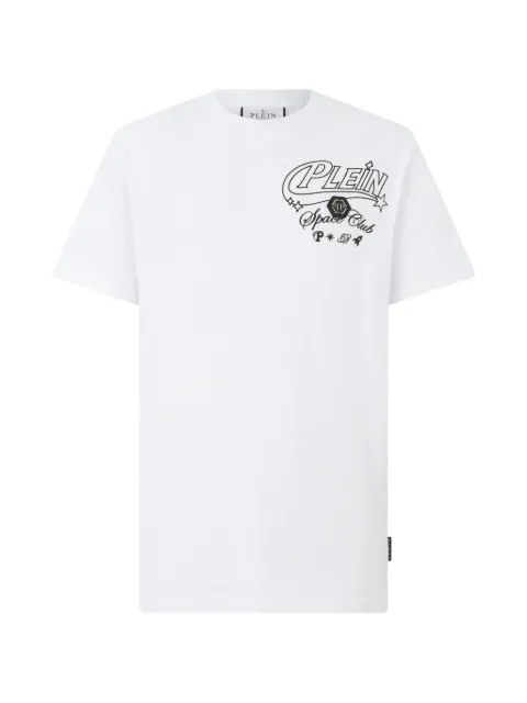 Philipp Plein Space Club logo-print T-shirt White FAFCMTK9142PJY002N