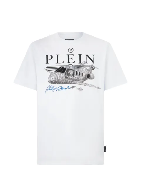 Philipp Plein Teddy Plane crystal-embellished T-shirt White FAFCMTK9135PJY002N