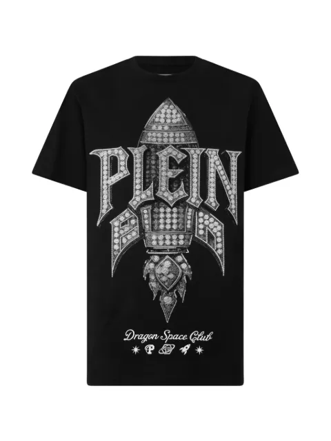 Philipp Plein crystal-embellished rocket-print T-shirt Black FAFCMTK9107PJY002N