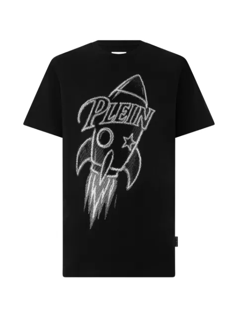 Philipp Plein rhinestone-embellished rocket T-shirt Black FAFCMTK9105PJY002N