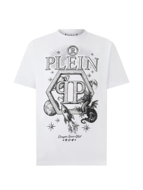 Philipp Plein graphic-print logo-patch T-shirt White FAFCMTK9094PJY002N