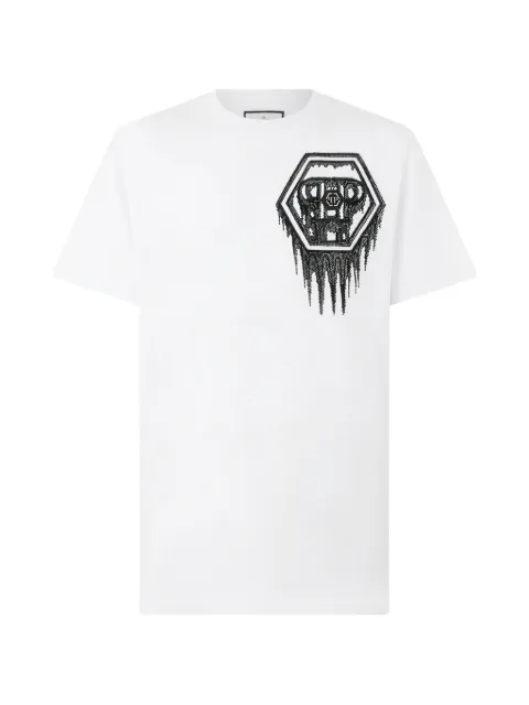 Philipp Plein crystal-embellished hexagon T-shirt White FAFCMTK9103PJY002N